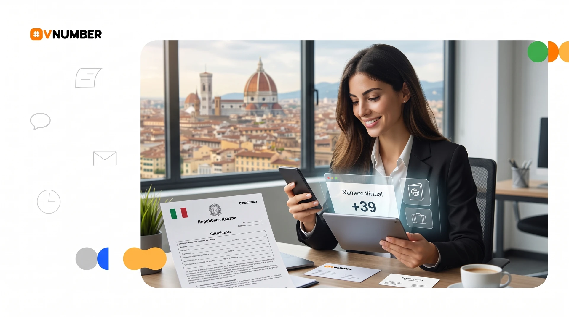 Número virtual para Italia, ideal para viajes, negocios y trámites de ciudadanía.